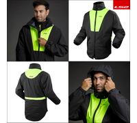 LS2 Rainseal Waterproof X-Rain Motorcycle Motorbike Over Jacket - Black Fluo New