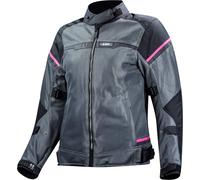 LS2 Riva waterproof Ladies Motorcycle Textile Jacket, black-grey-pink, size L for Women