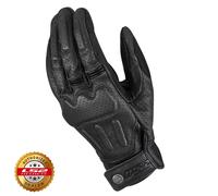 LS2 Rust Leather Gloves Motorcycle Motorbike - Black