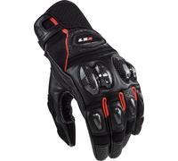 LS2 Spark II Leather perforated Motorcycle Gloves, black-red, size 2XL for Men