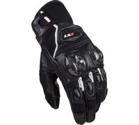 LS2 Spark II Leather perforated Motorcycle Gloves, black-white, size L for Men