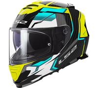 LS2 Storm II Full Face Motorcycle Helmet - Tracker Gloss Black / Hi-Vis Yellow