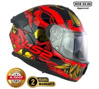 LS2 FF808 Stream II Full Face Red Motorcycle Helmet ACU Dual Visor 1550g
