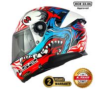 LS2 STREAM-II FF808 FULL FACE ECE22.06 MOTORCYCLE CRASH HELMET INFERNO WHITE BLU