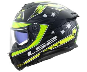 LS2 Stream II FF808 Full Face Motorcycle Helmet. ECE 22.06 Homologation Motorbike Crash Helmet. Galdam Matt Black H-V Yellow. 3XL