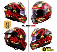 LS2 STREAM-II FF808 SUN VISOR FULL FACE ECE22.06 MOTORCYCLE HELMET DRAKO RED NEW