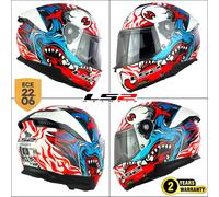 LS2 FF808 STREAM II INFERNO Integralhelm weiss-blau XS