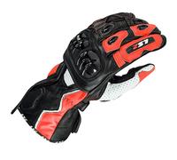 LS2 Swift Leather Gloves Motorcycle Motorbike - Black / White / Red