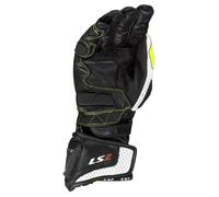 LS2 Swift Motorcycle Glove, black-white-yellow, size L for Men