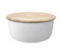 LSA Dine Bowl & Oak Lid Ø26cm H12.5cm| 1 Unit | Handmade Porcelain | Hand Planed Wood | DI62