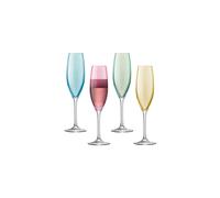 LSA International 225 ml Polka Champagne Flute, Assorted (Pack of 4)