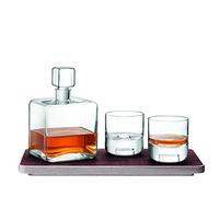LSA International Cask Whisky Connoisseur Set Clear & Ash/Cork Tray L20cm| 1 Unit | Mouthblown & Handmade Glass | Hand Planed Wood | KC06