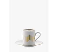 LSA International Chevron Coffee Cup & Saucer 0.1L Gold Assorted | Set of 4 | Mouthblown & Handmade Glass | CH11