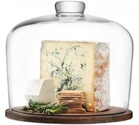 LSA International City Dome & Walnut Base Ø22cm Clear| 1 Unit | Mouthblown & Handmade Glass | Hand Planed Wood | CJ05