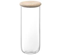 LSA International Dine Container & Oak Lid Ø12.5cm H28cm| 1 Unit | Mouthblown & Handmade Glass | Hand Planed Wood | DI65