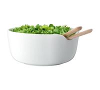 LSA International Dine Porcelain Bowl & Oak Servers 24cm White | Size: 24 cm LSA White 24 cm