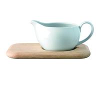 LSA International Dine Sauce Boat & Oak Stand 450ml| 1 Unit | Handmade Porcelain | Hand Planed Wood | DI39