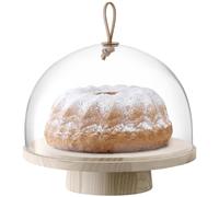 LSA International Ivalo Ash Stand & Dome Ø28cm/H23cm Clear| 1 Unit | Mouthblown & Handmade Glass | Hand Planed Wood | IV12