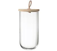 LSA International Ivalo Container & Ash Lid H29.5cm Clear| 1 Unit | Mouthblown & Handmade Glass | Hand Planed Wood | IV06