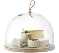 LSA International Ivalo Dome & Ash Base Ø32cm H20.5cm Clear| 1 Unit | Mouthblown & Handmade Glass | Hand Planed Wood | IV03