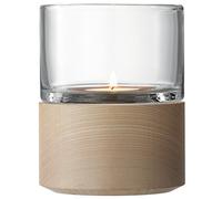 LSA International Lotta Lantern Clear & Ash Base H13cm/Ø10cm| 1 Unit | Mouthblown & Handmade Glass | Hand Planed Wood | LW23