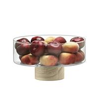 LSA International Lotta Pedestal Bowl Clear & Ash Base Ø25cm| 1 Unit | Mouthblown & Handmade Glass | Hand Planed Wood | LW30