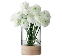 LSA International Lotta Vase/Lantern Clear & Ash Base H18cm| 1 Unit | Mouthblown & Handmade Glass | Hand Planed Wood | LW20
