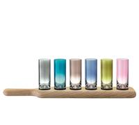LSA International Paddle Vodka Set & Oak Paddle L40cm Assorted Colours| 1 Unit | Mouthblown & Handmade Glass | Hand Planed Wood | PX03