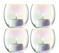 LSA International Pearl Tealight Holder H 6.5 cm/ ? 6.8cm Mother of Pearl | Set of 4 | Mouthblown and Handmade Glass | Hand Painted | PE20