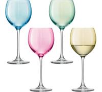LSA International Polka Wine Glass 400 ml Pastel Assorted | Set of 4 | Hand Pai