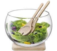 LSA International Serve Salad Set & Oak Base Ø27cm Clear