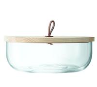LSA Ivalo Container & Ash Lid H11cm Clear| 1 Unit | Mouthblown & Handmade Glass | Hand Planed Wood | IV04
