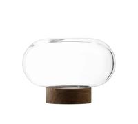 LSA Oblate Glass Vase Lantern 19.5cm with Walnut Base Clear - Glass - 1 - Clear