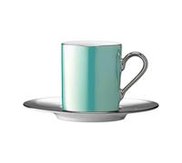 LSA Palazzo 100ml Porcelain Coffee Cup and Saucer Sea Green - 100ml - Porcelain - 1