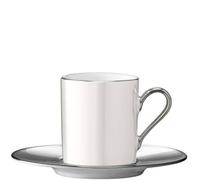 LSA Palazzo 100ml Porcelain Coffee Cup & Saucer Pearl Platinum in Metallics LSA Metallics 100ml
