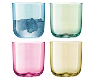 LSA Polka Tumbler 420ml Pastel Assorted | Set of 4 | Hand Painted Glassware | PZ01