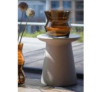 LSA Sculptured Clear Vase/Lantern - Cognac Cognac