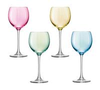 LSA Set of 4 Polka Wine Glasses Pastels Lime