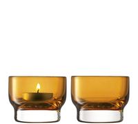 LSA Utility Tealight Holder H6cm Amber | Set of 2 | Mouthblown & Handmade Glass | UT82