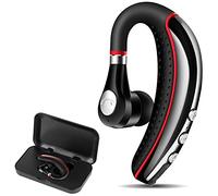 LSAPT Bluetooth Headset V5.0,Wireless Bluetooth Earpiece with Noise Canceling Mic for Cell Phone,Ultralight Business Earphone for Driving/Trucker/Office,Sweatproof Headset for Android/iPhone-RED