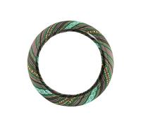 LSAUTO Green Boho Style Universal 15in Cloth Steering Wheel Cover with Sweat Absorption and Coarse Flax Cloth