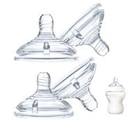 LSAUVWN 4-Count Silicone Bottle Nipples for Tommee Tippee Natural Start Anti-Colic Bottles & Advanced Anti-Colic Bottles & Closer to Nature Bottles, Breast-Like, Anti-Colic Valve, Fast Flow, 6m+