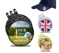 Lsayzz Custom Golf Ball Markers with Magnetic Hat Clip - Personalised Ball Marker Hat Clip with Ball Marker, Customized with Your Photo Logo Text Name (Black Marker & Clip)