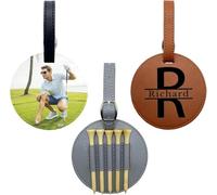 Lsayzz Personalised Golf Tee Holder Bag Tag, Custom Name & Pattern Leather Double-Sided Leather Golf Tee Pouch Holds 5 Tees, Golf Accessories Gifts for Men, Women Golfers (Golf Tee Holder)