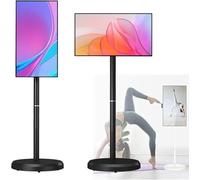 LSBHPPD Portable TV Monitor with Touch Screen,Smart Touchscreen Monitor, 1080p Mobile Portable TV Stand on Wheels,8+128GB Storage, Swivel Rotation Rolling Monitor White-32in