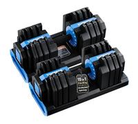 LSBIKE 15-in-1 Adjustbale Dumbbel with Secure Locking System,Quick Change Weights Dumbbel For 25kg, Includes Storage Dock & Non-slip,Black/Blue Pair/Single (1, Blue)