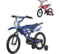 LSBIKE 16" 18'' Kids Bike Moto Bicycle Motocross Motorcycle Bike Simulated Motorbike Sound With Removable Stabilisers Wheels for Ages 3-9 Years Old Boys Girls (18in Blue)
