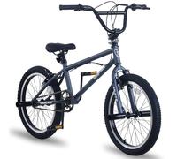 LSBIKE 20 Inch BMX Bike Freestyle BMX Bicycle with Black Steel Frame, 360° Rotatable Handlebar, Front & Rear Pegs, Aluminium Rims, Dual Brakes, for Teens & Adults (Grey)