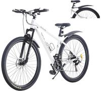LSBIKE 24 26 27.5 29Inch Mountain Bike 21 Speed Drivetrain Hardtail Bicycle Mens Women Mountain Bike With Shock Lightweight Sport Cycling Bike for Adult with Mudguard MTB Bicycle (White, 26inch)