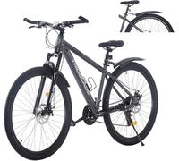 LSBIKE 24 26 27.5 29Inch Mountain Bike 21 Speed Drivetrain Hardtail Bicycle Mens Women Mountain Bike With Shock Lightweight Sport Cycling Bike for Adult with Mudguard MTB Bicycle (White, 24inch)